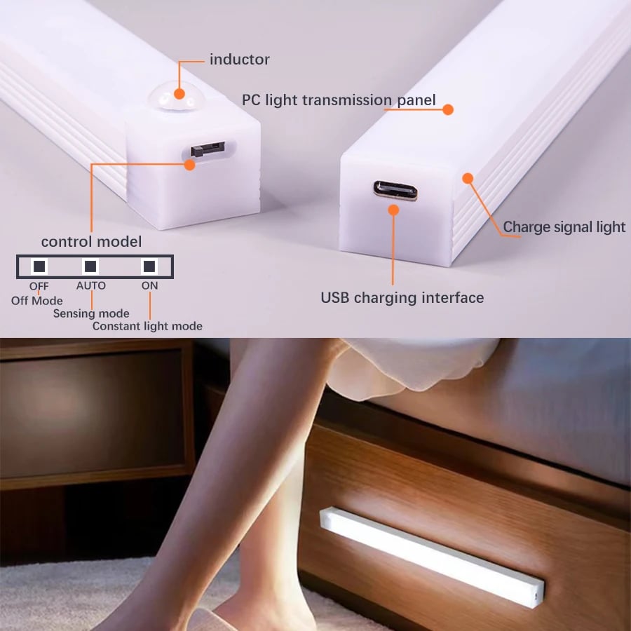 Punch-Free Smart Sensor Magnetic Rechargeable LED Lights: Automatically Turns On with Motion Detection