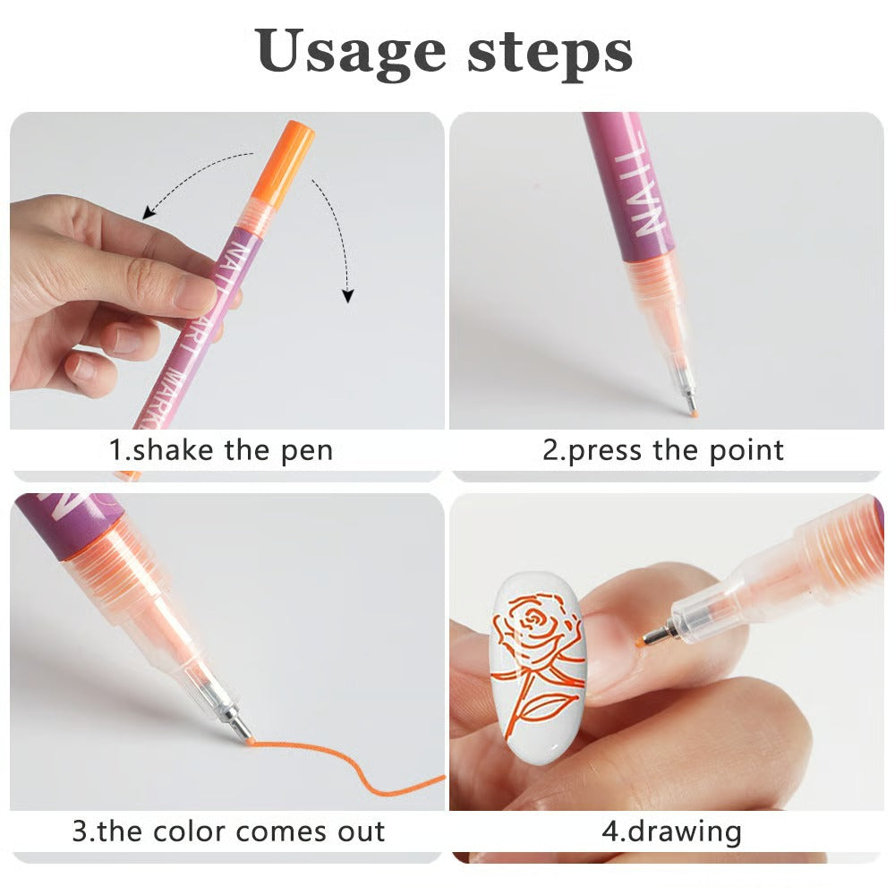 Nail Art Pens Set of 12 Colors