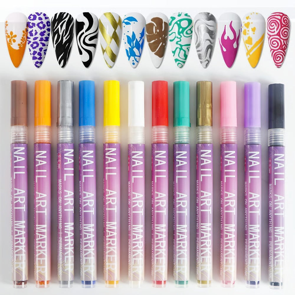 Nail Art Pens Set of 12 Colors